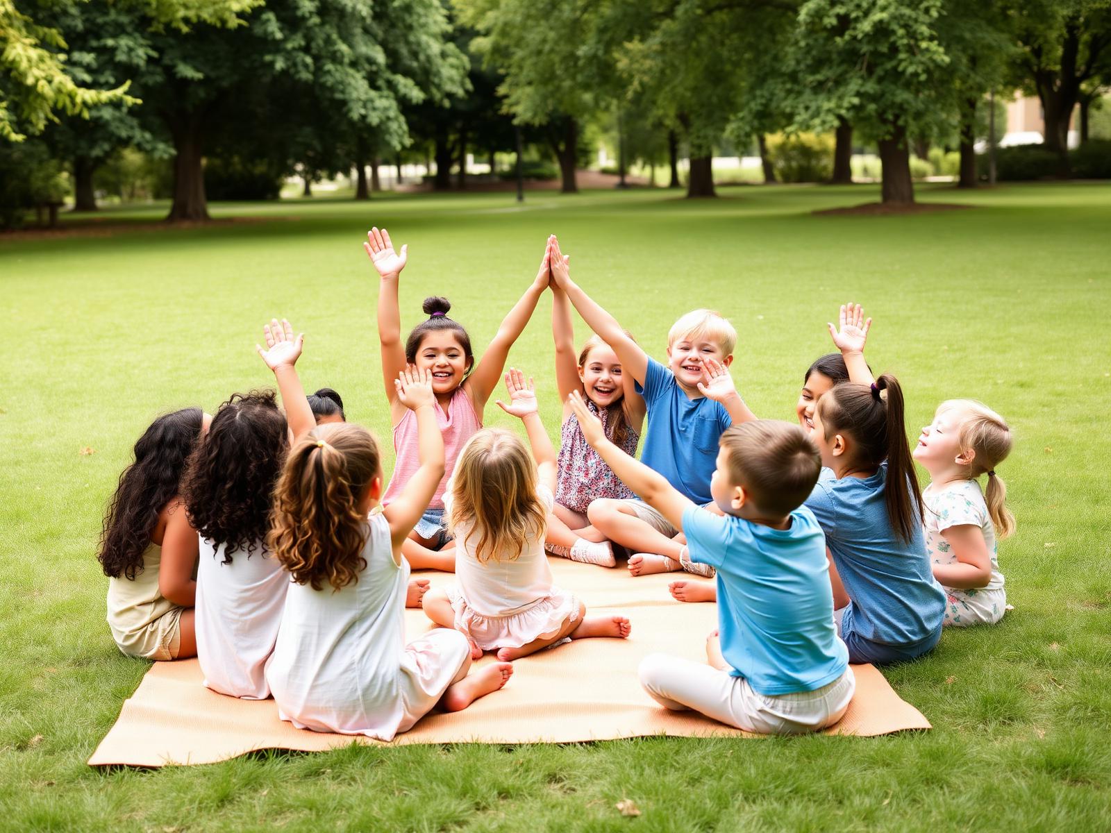 Group of happy children sharing a moment in the park
